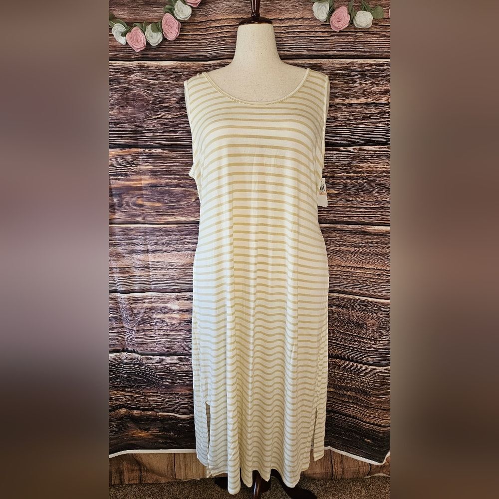 NWT Jantzen Striped Knit Tank Midi Dress Plus Size 2X